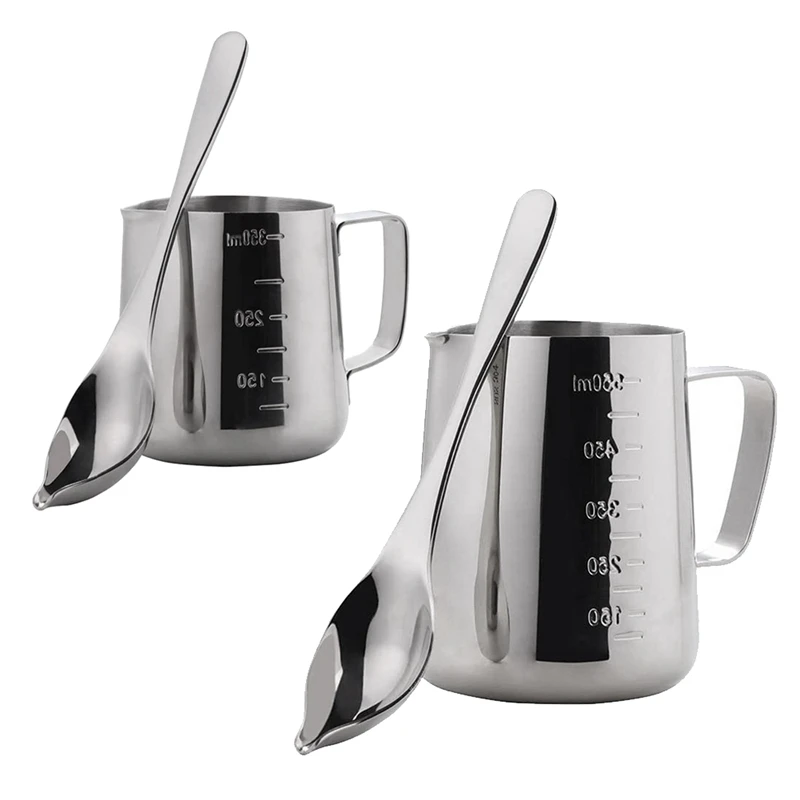 

Milk Frothing Pitcher Stainless Steel Milk Coffee Pitchers Milk Jug Cup Scales Cup With Decorating Pen