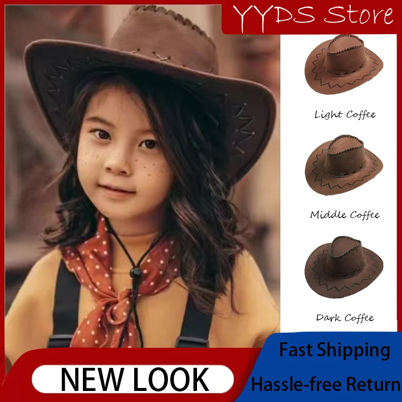 

Ковбойская шляпа унисекс в стиле вестерн — искусственная замша, защита от солнца с широкими полями для детей и взрослых