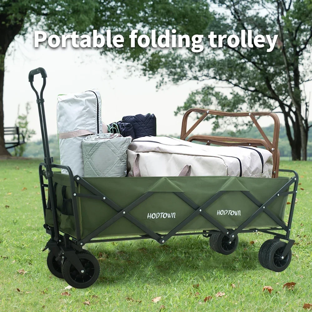 

Portable large capacity camping trolley picnic trolley foldable wheeled folding trolley outdoor practical shopping trolley