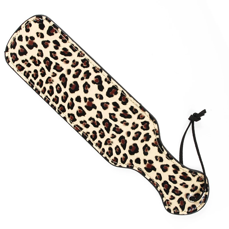 PU Leder Leopard Print Pferd Peitsche Flog Spank Paddle Beat Unterwürfig für Pferd Ausbildung