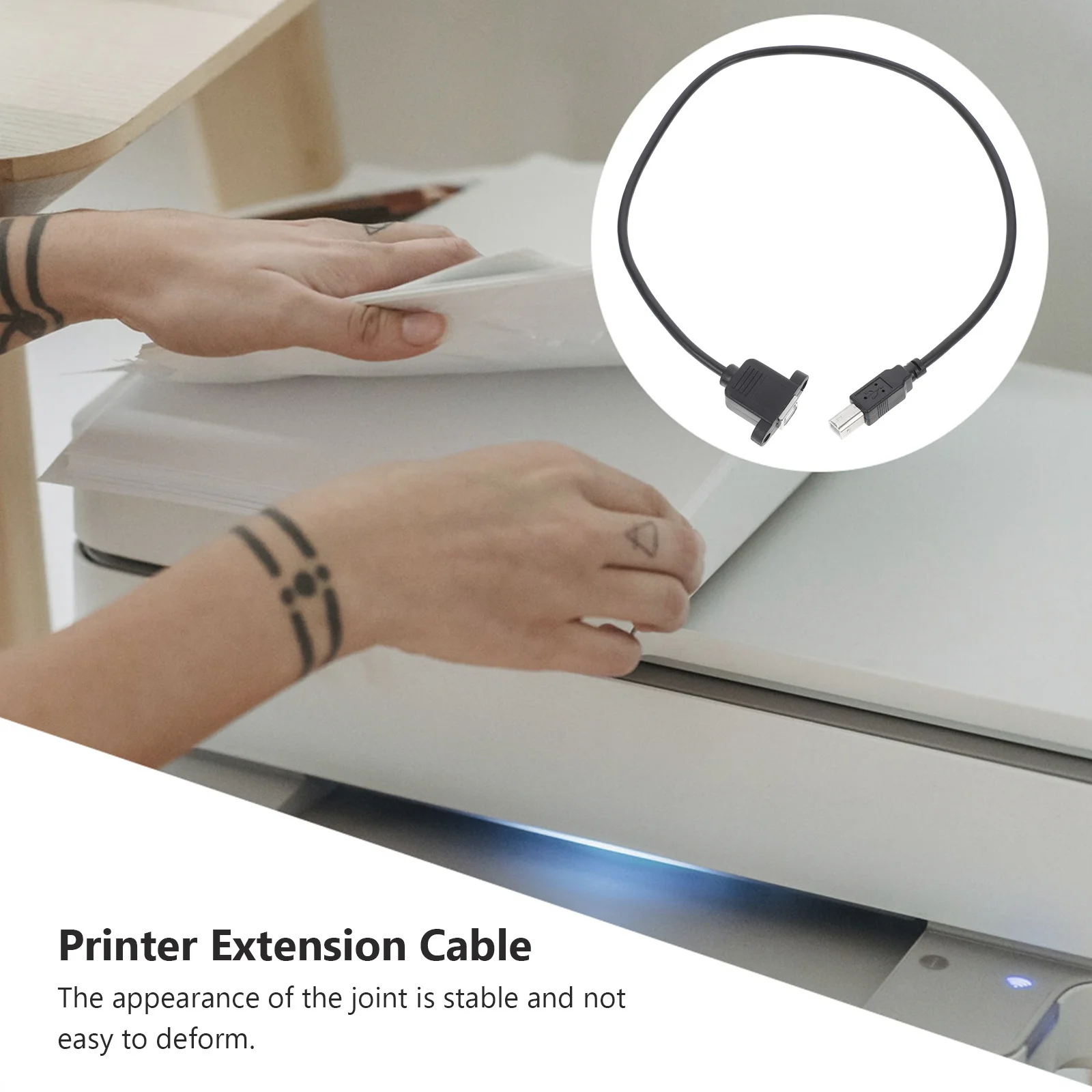 

50cm USB 2.0 Printer Extension Cable Pure Copper Core High- Resistant to Deformation and Breakage