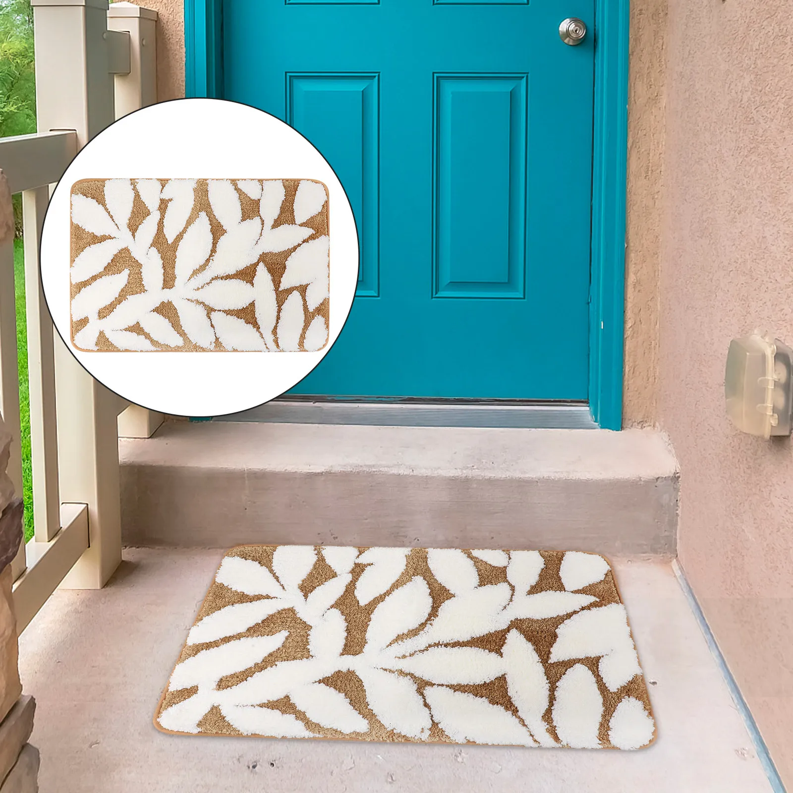 

1 шт. утолщенный впитывающий коврик для ванной, нескользящий напольный коврик для ванной комнаты, кухни, спальни, с дизайном в виде листьев, противоскользящий напольный ковер