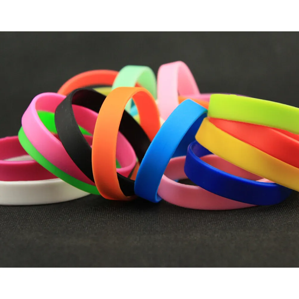 24Pcs Vibrant Mixed Color Blank Silicone Wristbands Latex Free Silicone Bracelets Bulk for Adults Party Sports Awareness
