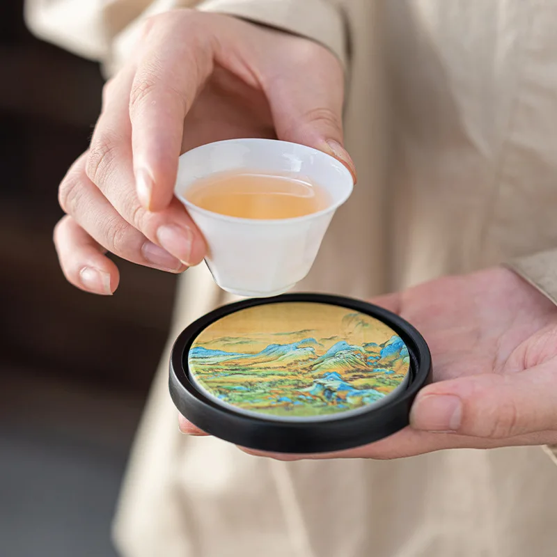 

Vintage Simple Ceramic Round Coasters Heat Insulation Absorbent Anti-scald Coaster Home and Decoration Kitchen Utensils
