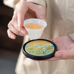 Vintage Simple Ceramic Round Coasters Heat Insulation Absorbent Anti-scald Coaster Home and Decoration Kitchen Utensils