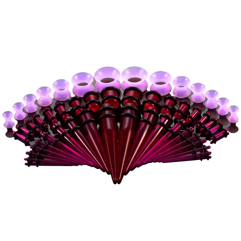 50Pcs Ear Dilation Acrylic Ear Gauge Kit Stretching Smooth Polished Ear Stretching Kit Cone‑shaped 14G-00G Ear Taper Unisex