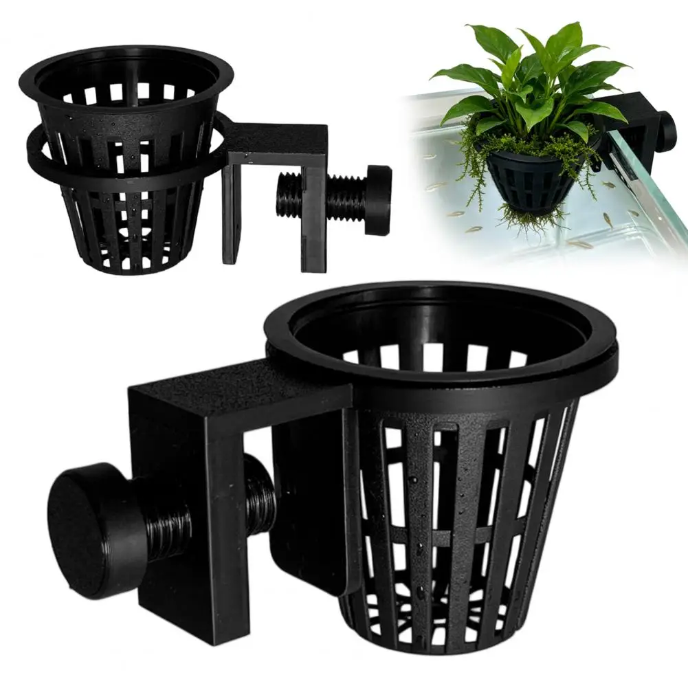 Fish Tank Decoration Aquarium Plant Holder with Screw Clamp Top Hanging Fish Tank Planter Basket Aquatic Planting for Anubias
