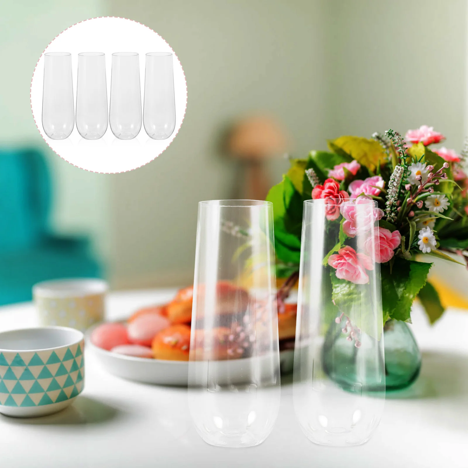 

4 Pcs PET Disposable Glasses Clear Plastic Cups for Parties Birthday Banquet Bar Sip Beverages Child Safe Kitchen