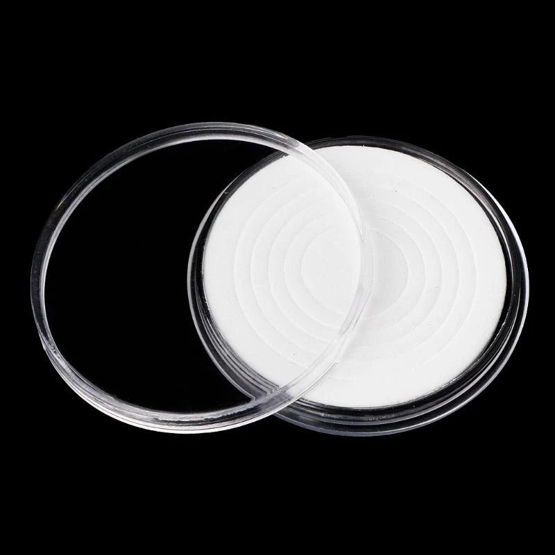 F92Bラウンドコインストレージボックス46mm 5サイズのパッドリング付きプラスチックコインホルダー