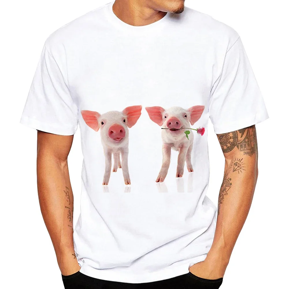 Summer New 3D Print Funny Pig T-Shirts Cute Animal Streetwear Men Women Casual Fashion Oversized T Shirt Kids Tees Tops Clothing