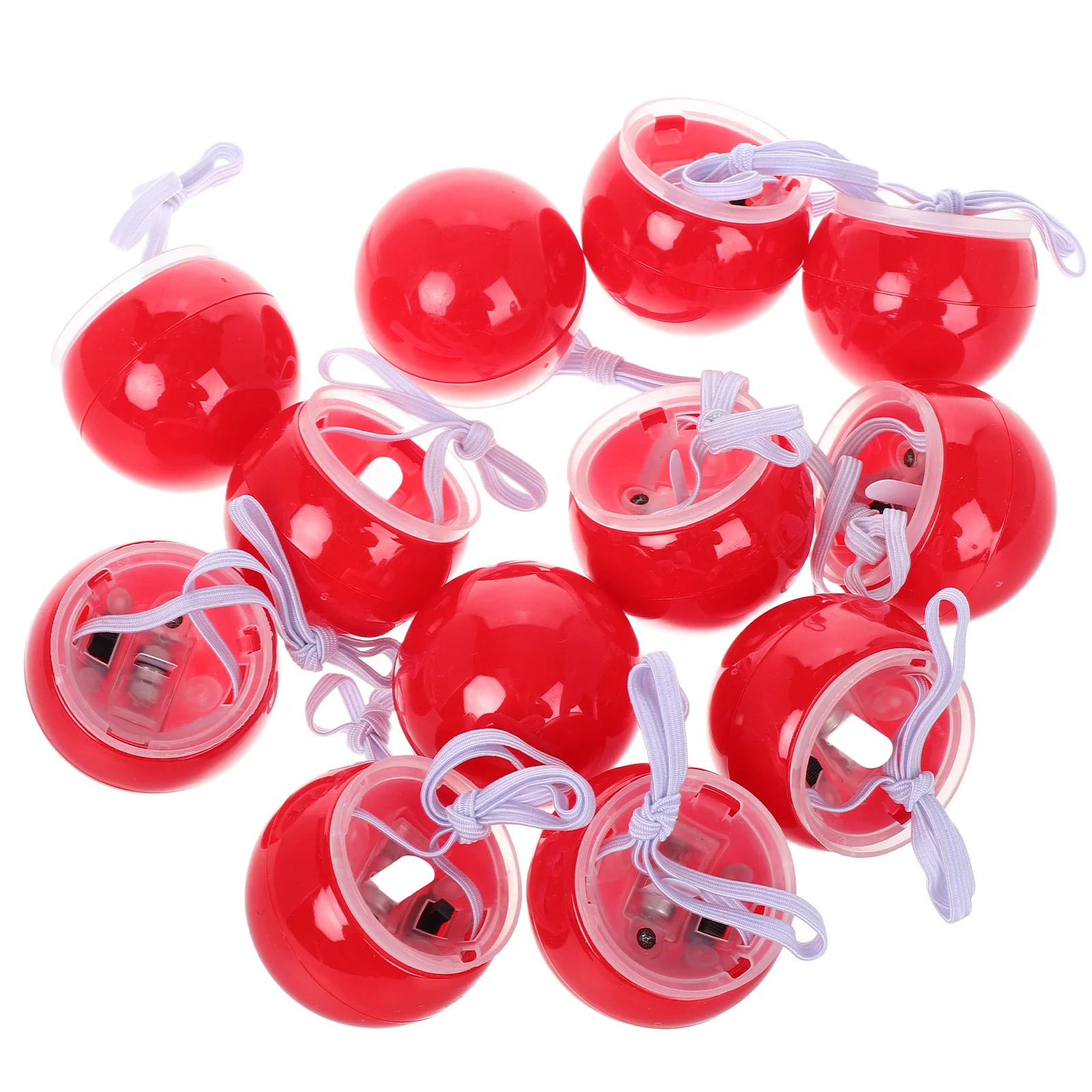 12Pcs Glow in Dark Clown Nose Red Flashing Light Plastic Fun