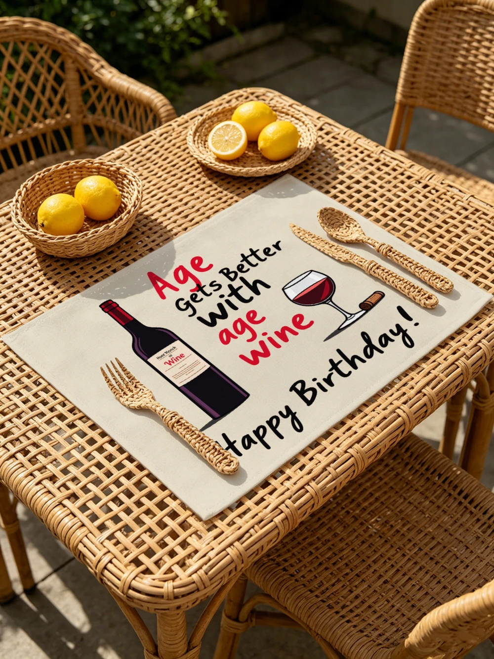 Printed Placemats for Dining Table Kitchen Holiday Parties Age Gets Better With Wine