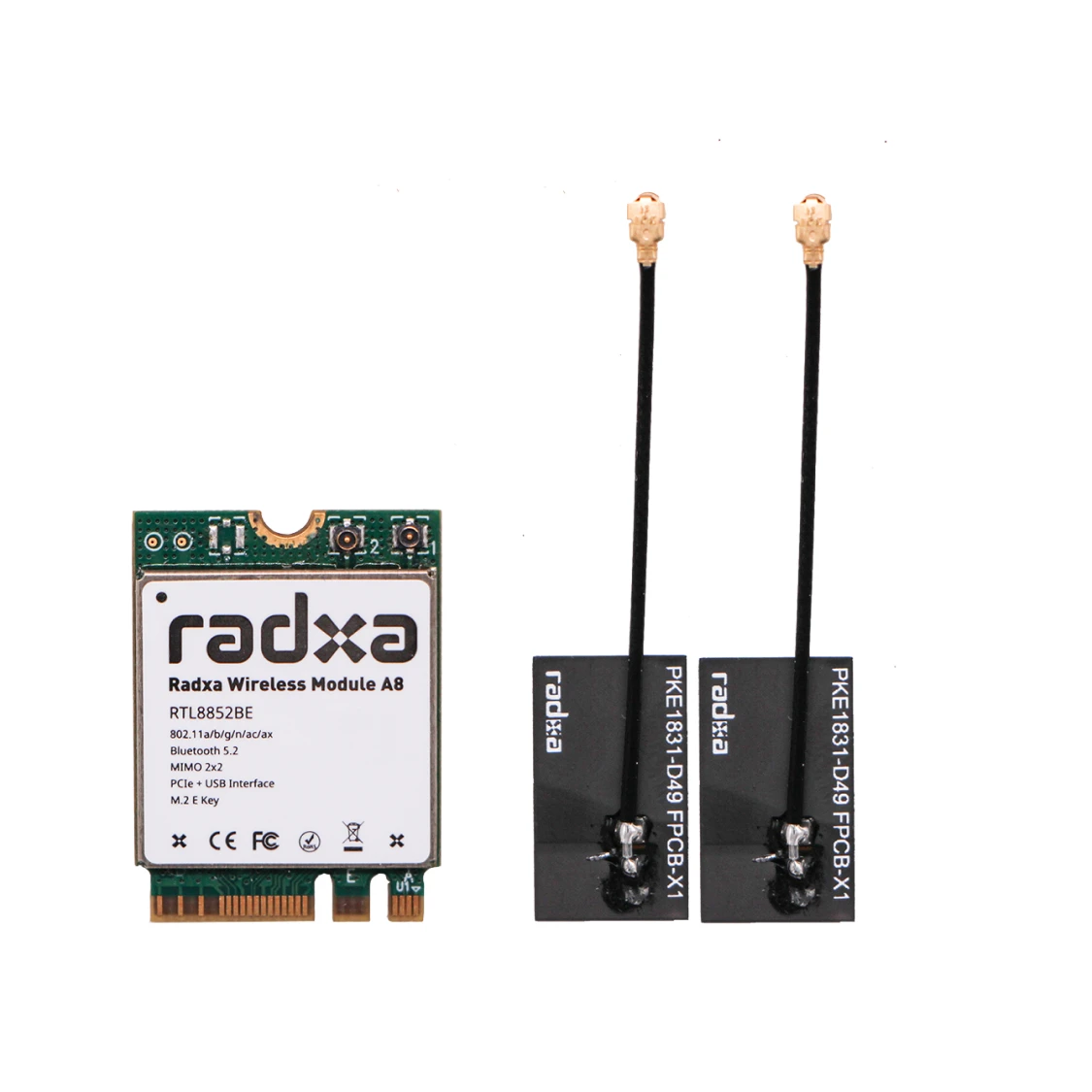 Modulo Wireless Radxa A8, WiFi 6 E BT 5.2, supporto per doppia Antenna, interfaccia chiave M.2 E