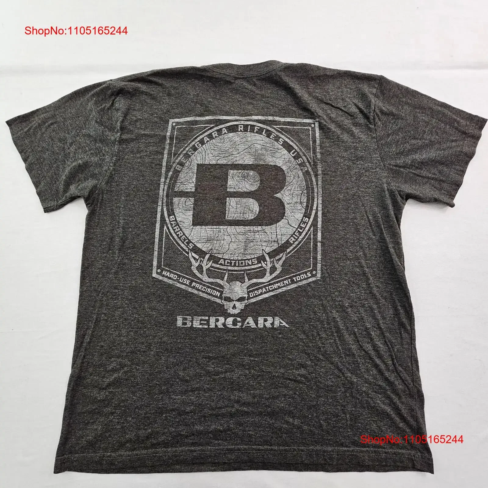 Bergara Gun Barrels Gris Mezcla de algodón Camiseta Hombre XL vintage Lavado Leggermente Versátil Unisex Ropa de diseñador elegante