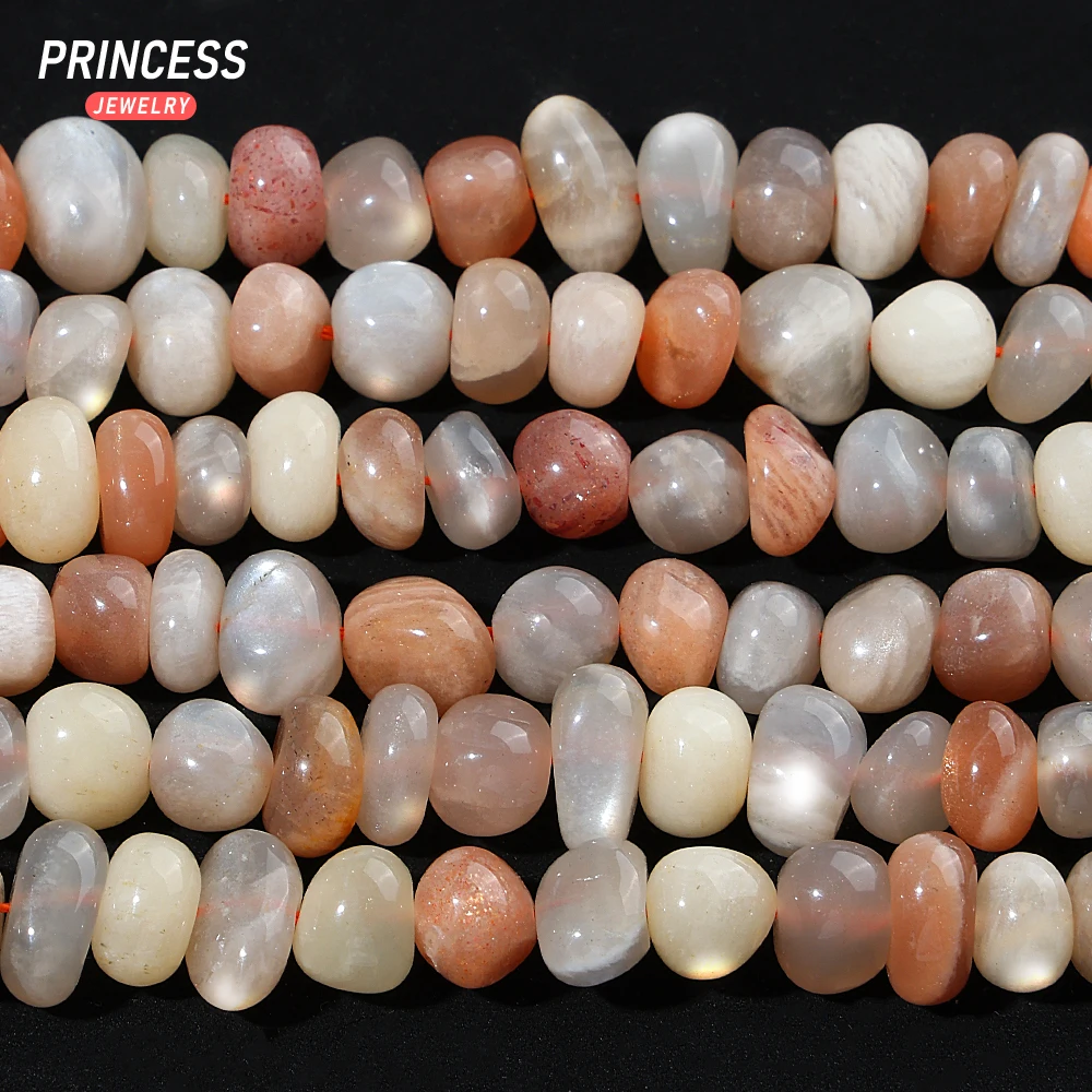 

A++ Natural Colorful Moonstone 8-10mm Pebble Beads Loose Gemstone Beads for Jewelry Making Crystal Beads DIY Accessories