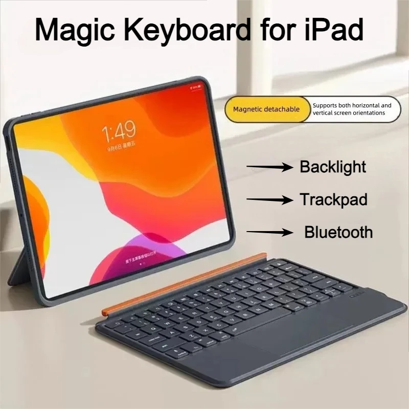 Detachable Keyboard Case For iPad Air 11 13 M2/M3 Pro11 13 M5,Backlit Keyboard Cover For iPad Air 4/5 iPad 8th 9th 10th/A16 2025