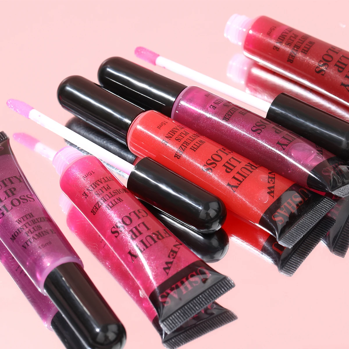 USHAS Liquid lip gloss with applicator, moisturizing, mirror gloss, hydrated lips, suitable for all skin types
