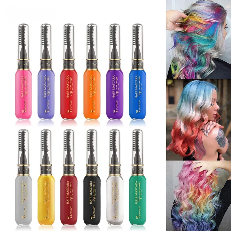 13 Colors One-off Hair Color Dye Temporary Non-toxic DIY Hair Color Mascara Washable One-time Hair Dye Crayons