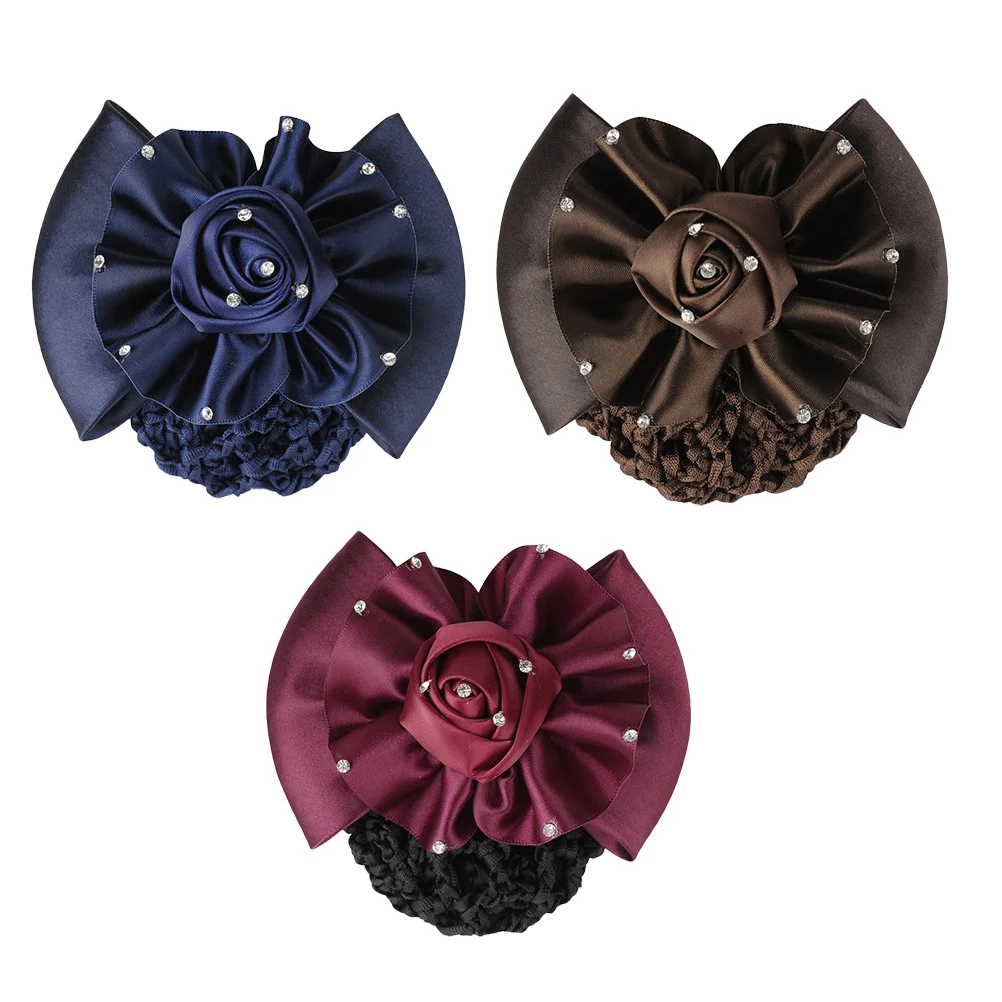 Snood for Women Career Head Flower Barrettes Bun Cover to Sleep Women's Bows Hair