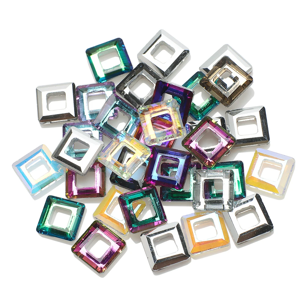 30Pcs Glass Crystal Square Beads With Big Hole 8mm Angle Cube Loose Spacer Beads For DIY Making Charms Earings & Nail Decoration