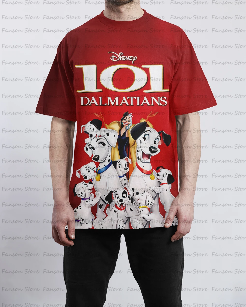 101 Dalmatians 2024 summer New Men's 3D printing Cartoon O-neck T-shirt couple Street fashion sports children Short sleeve Top