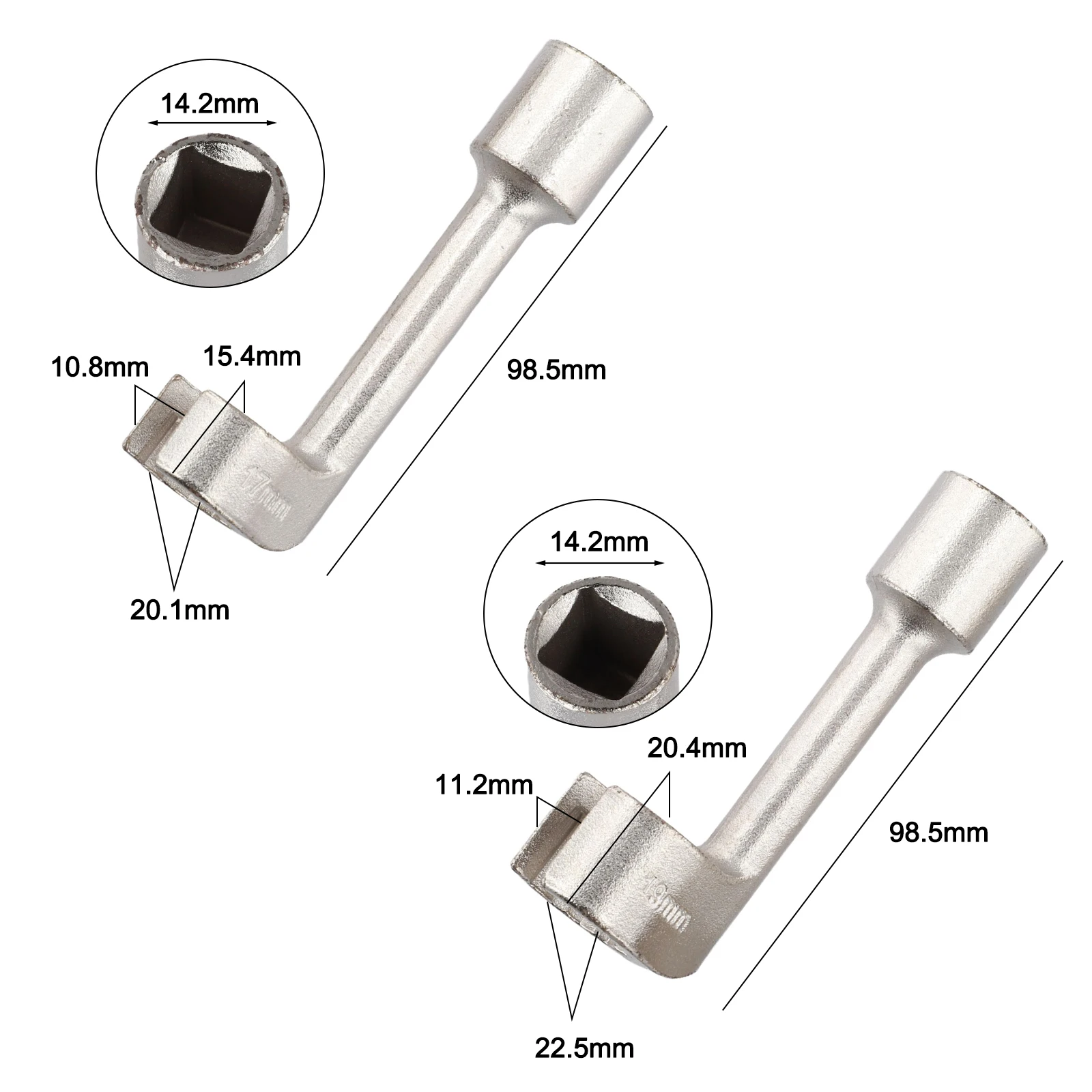

Набор из 2-х L-образных ключей для дизельных форсунок 1/2'' (17 мм, 19 мм), открытые шестигранные ключи, инструменты для ремонта автомобилей