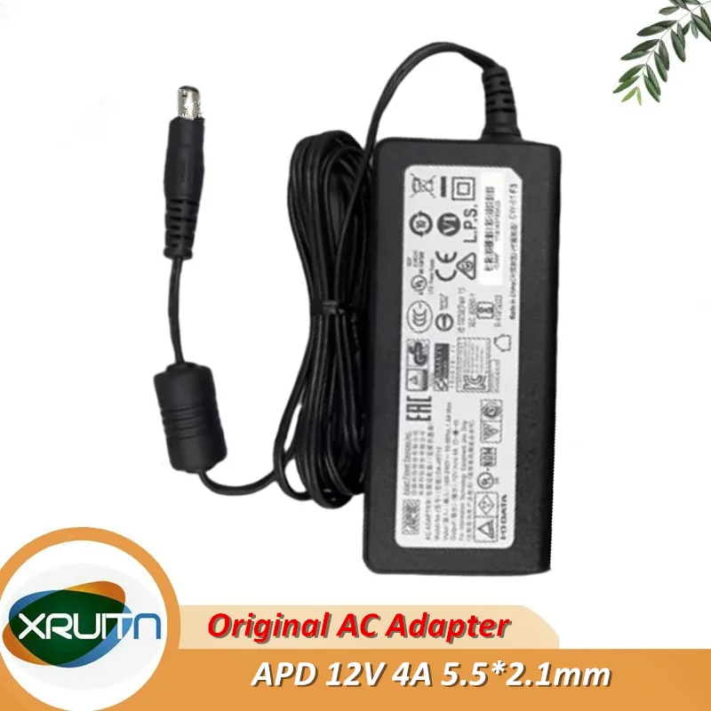 

DA-48T12 Asian Power Devices APD 12V 4A 48W Genuine Switching AC Adapter 5.5x2.1mm DA-48Q12 Monitor Power Supply Charger