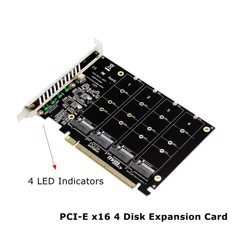 PCI-E Signal Split Array Card NVME 4 Disk Array Card Supports SSD/M.2 PCI-E Device of M.2 NVME Protocol of Hard Disk