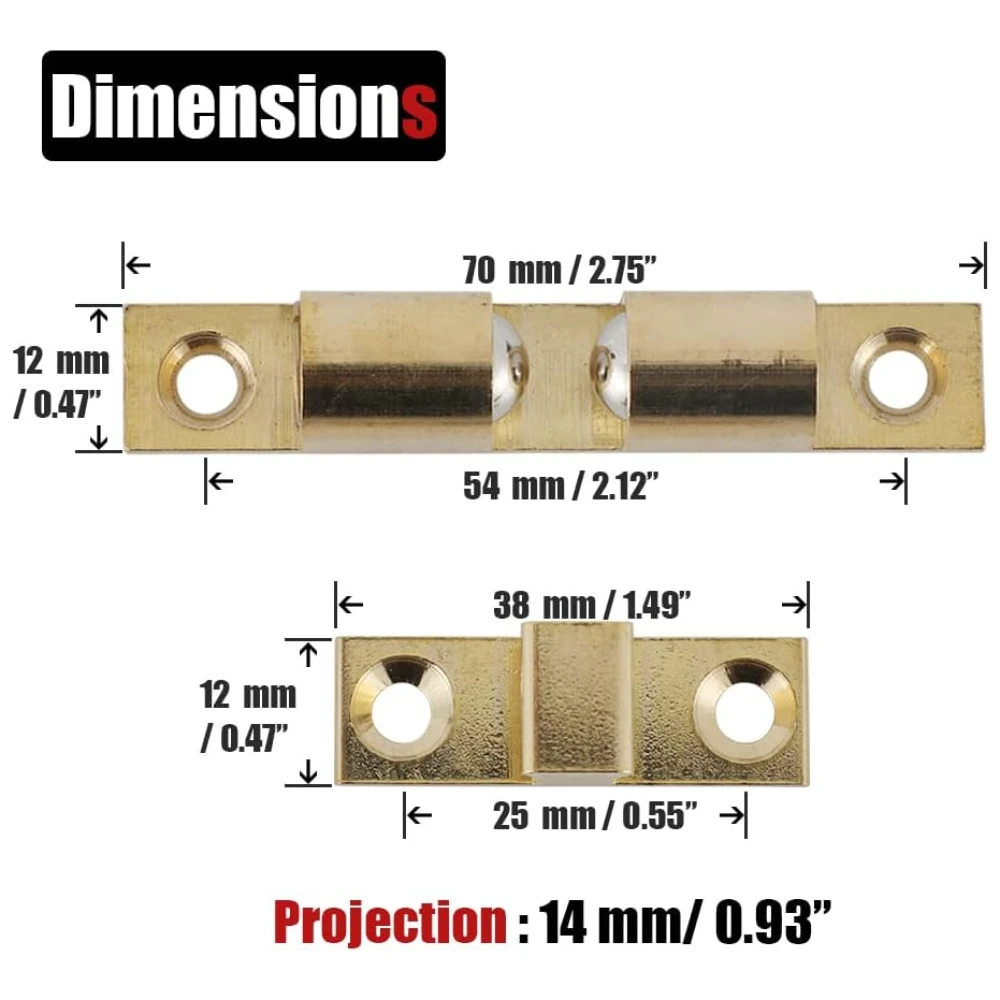 4pcs Cabinet Door Catch Closet Ball Tension Latch Solid Brass 4 Pack 70mm