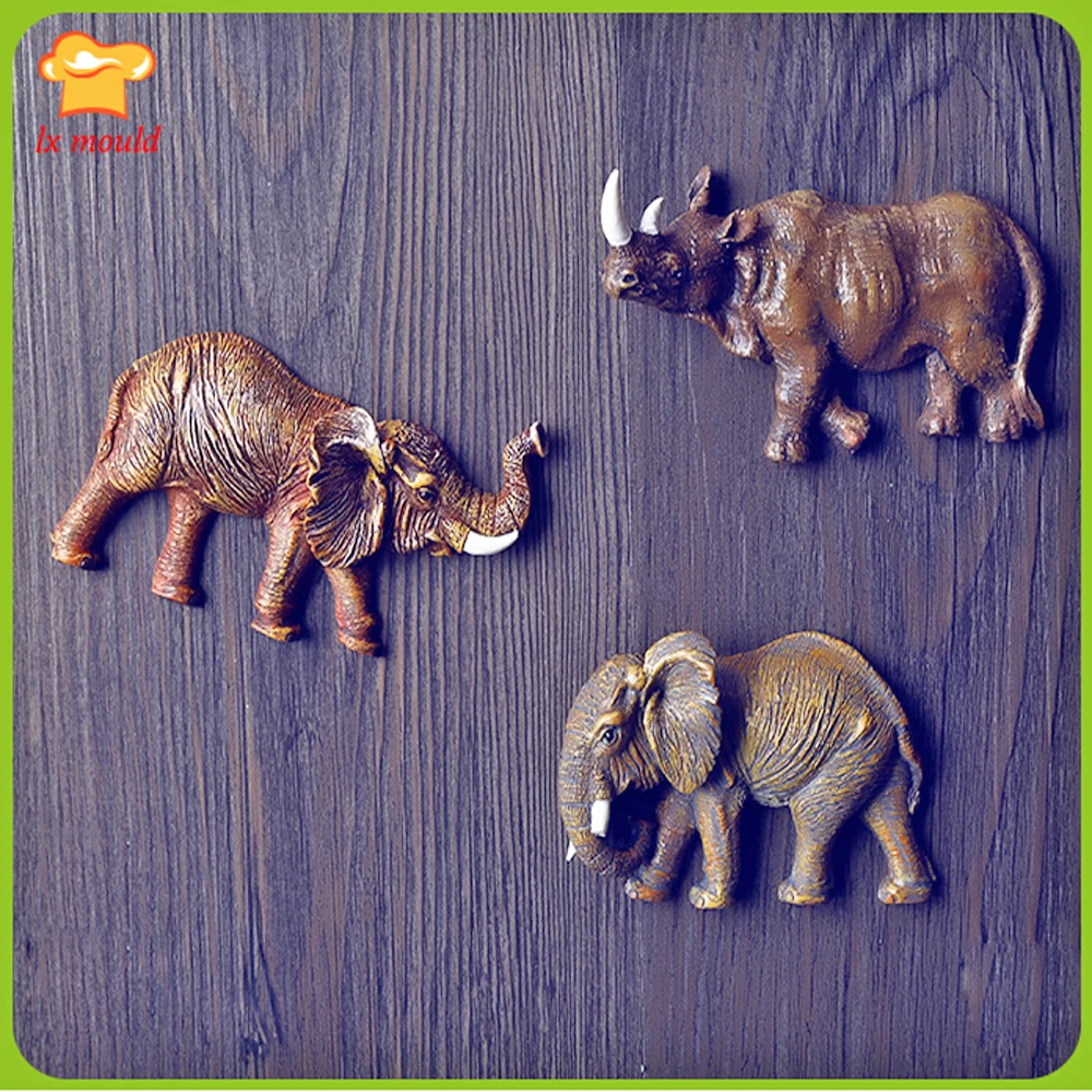 Savanna Animal Silicone Fondant Mould Baking Cake Topper Decoration Sugarcraft DIY Mold Elephant Rhinoceros