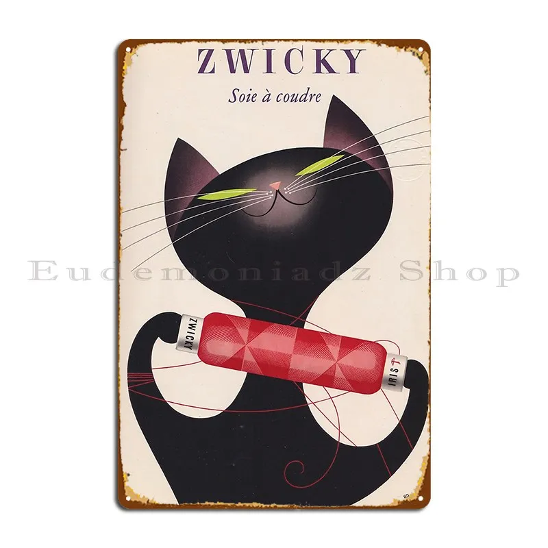 Zwicky soie % c3% a0 costa gato linha de costura cartaz de publicidade placa de metal cartaz sinal cinema caverna personalizar cartaz de estanho
