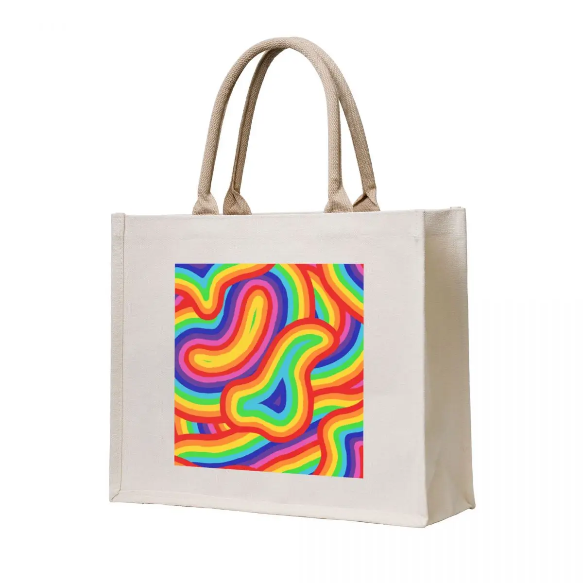 

rainbow Tote Bag Canvas shoulder bag eco bag folding Woman shopper custom tote