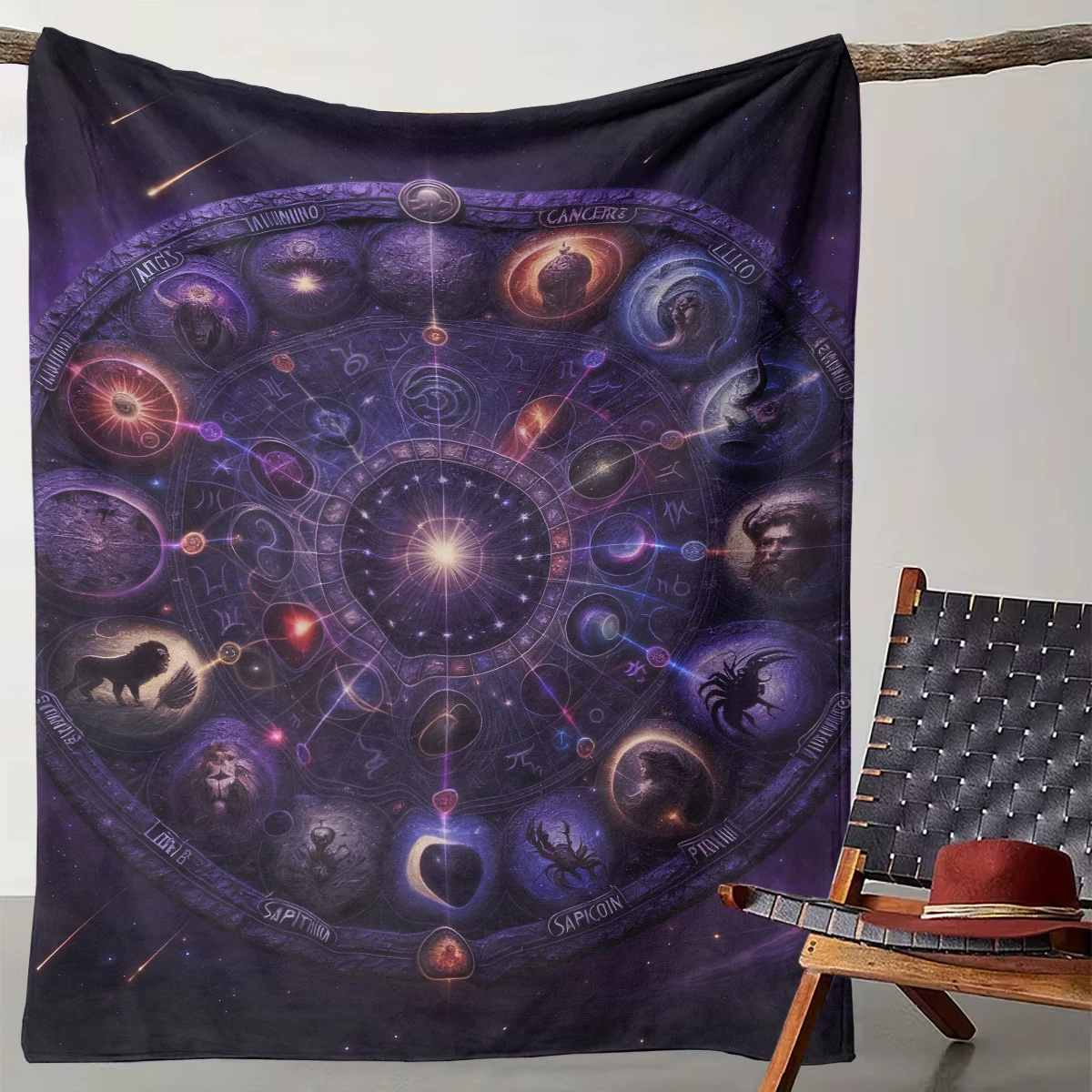 

1 Mysterious Astrology Constellation Compass Blanket and Cosmic Astrology Totem Flannel Blanket