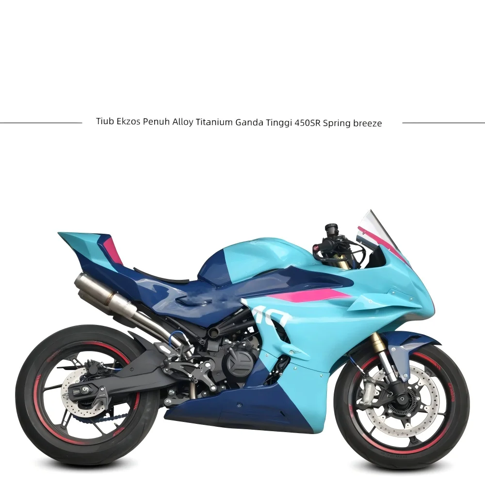 Chun-feng 450SR Modified High-position Double-outlet Full Section Titanium Alloy Blue Motorcycle Exhaust！