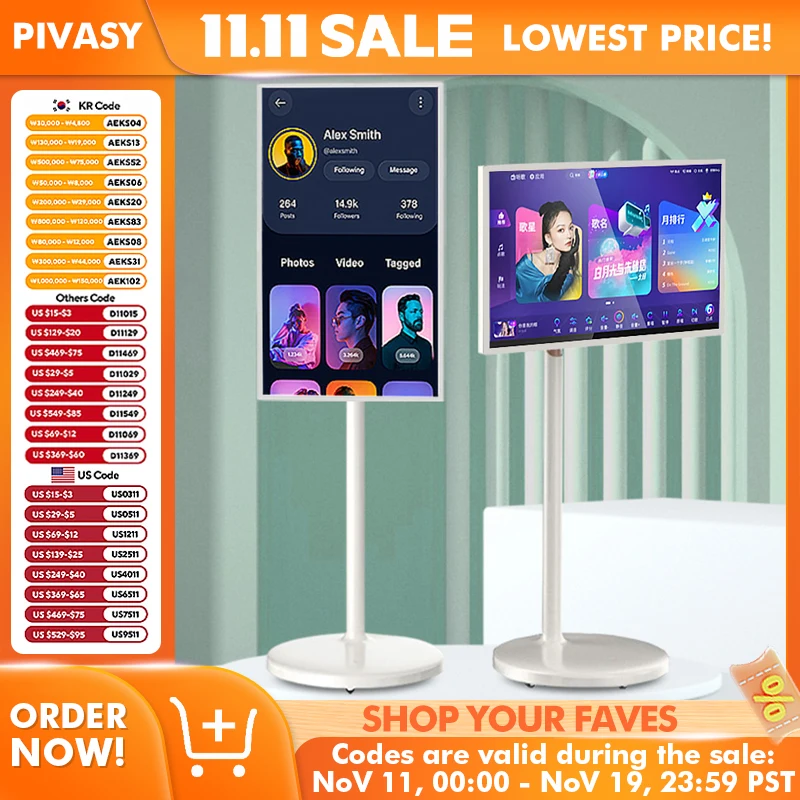 حار في الهواء الطلق 21.5 32 بوصة شاشة تلفزيون محمولة تتحرك واي فاي شاشة تعمل باللمس مع الطابق الدائمة شاشة تلفزيون ذكية للدراسة رفع