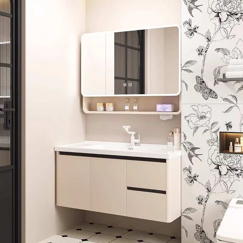 Wash Face Basin Honeycomb Space Aluminum Arc Bathroom Cabinet Combination Basin Toilet Ceramic Integrated  Basin