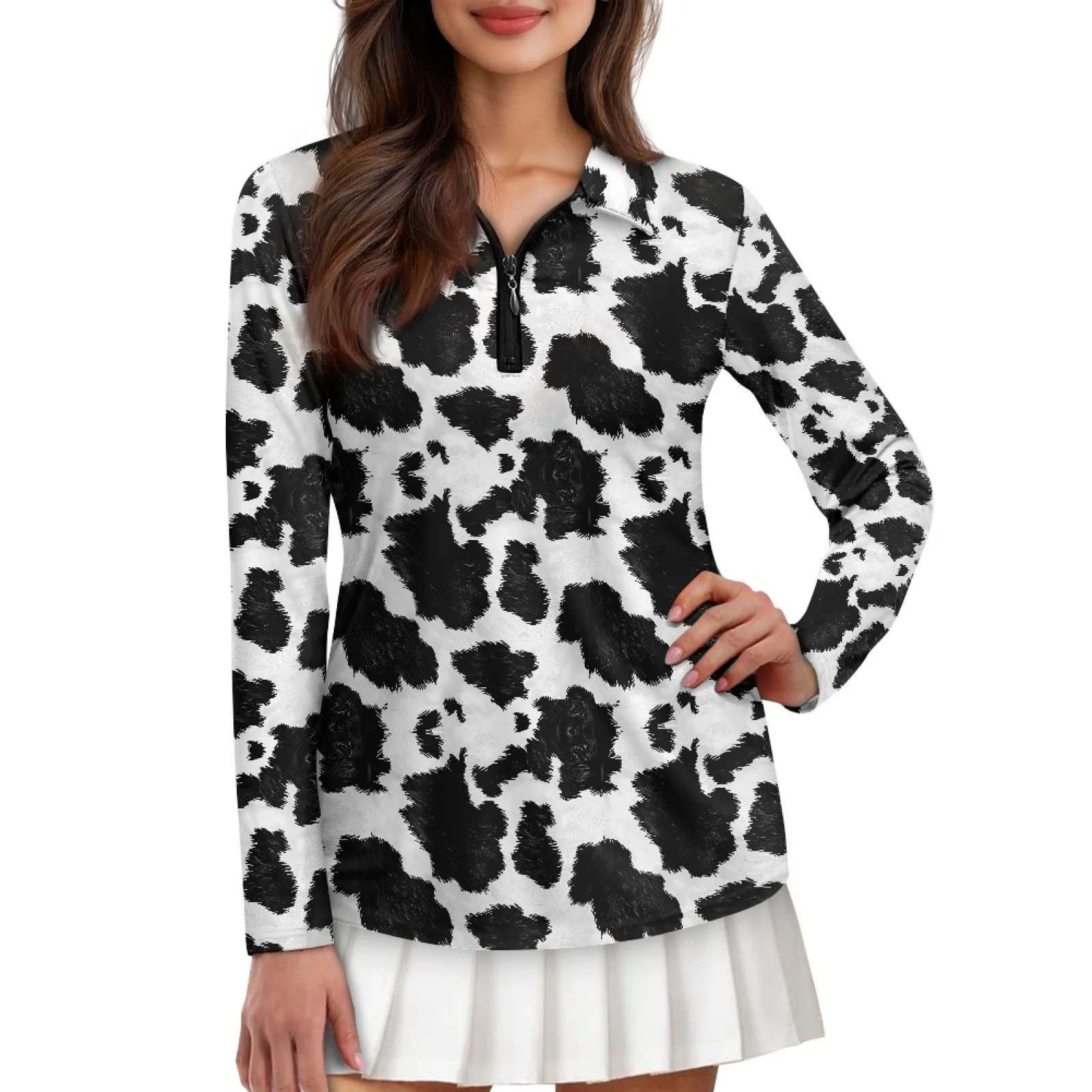 PENSTROLL Cow Womens Comfortable Polo Shirts Plus Size Tennis Hiking Shirts for Jogging