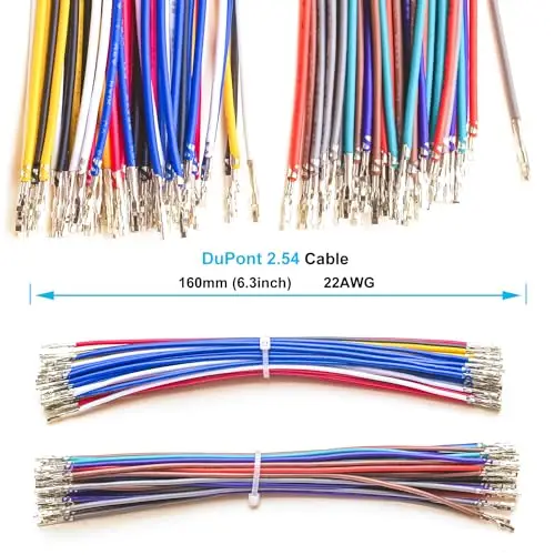 Dupont 암-암 2.54mm, 22AWG 케이블, 단일 행 2.5mm 피치, 1, 2, 3, 4, 5, 6, 7, 8, 9, 10 핀 하우징 (DU-FF-1-10P)