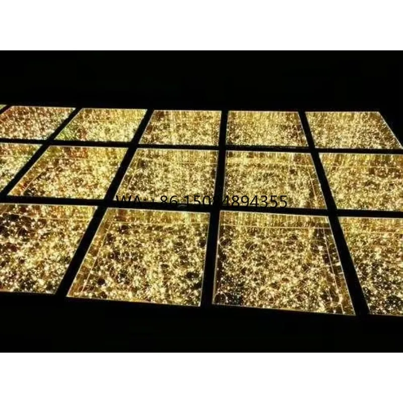 

Factory Direct Sale Wedding Stage Tempered Mirror Glass 3d Spark Wedding Starlight Led Dance Floors