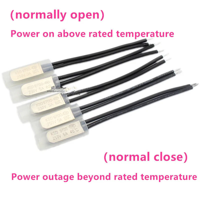 KSD9700 Normally closed 5A 250V 55C 75C 85C 90 95C 100C 145 Degree Celsius Thermostat Thermal Protector fuses Temperature Switch