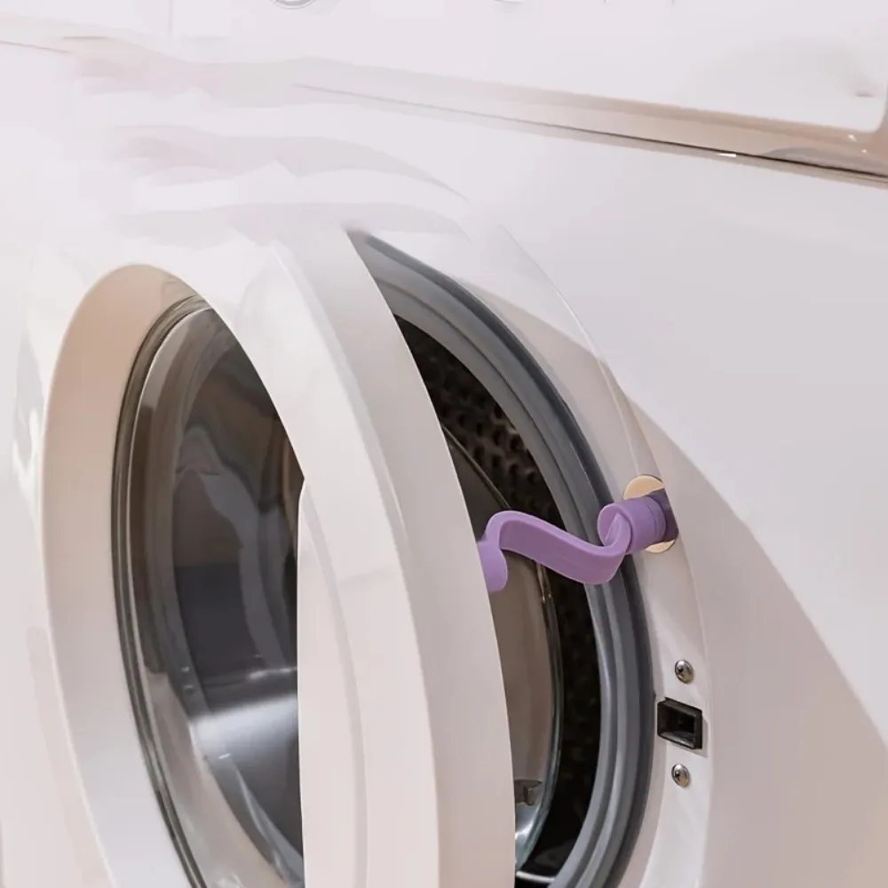 قطعة واحدة من قفل أمان باب الغسيل - فتحة تهوية ومضادة للقالب، مشبك حماية للغسالة وحوض الاستحمام، 0.79 × 3.94 بوصة