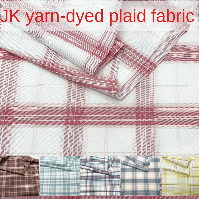 Plaid Fabric By The Meter for Clothes JK Pleated Skirt Clothing School Uniform Bow Tie Hair Loop DIY Sewing Cloth Blue White