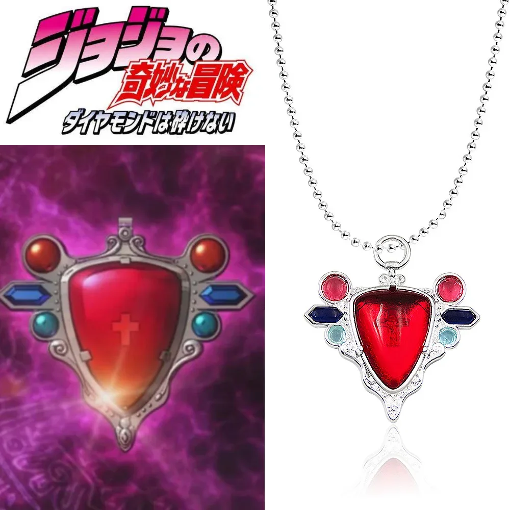 Anime JOJOS BIZARRE ADVENTURE Necklace Red Stone Of Aja Cosplay Pendant Necklace Chain Choker Necklaces Charms Jewelry Women Men