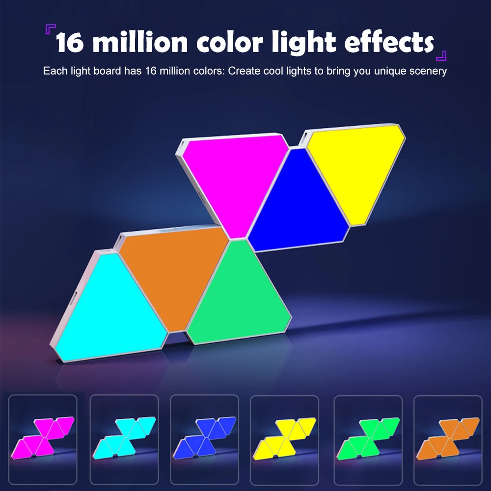 LED Smart WiFi Triangle Wall Light RGB Indoor Atmosphere Night Light APP Music Synchronization Game Room TV Bedroom Decoration image 3