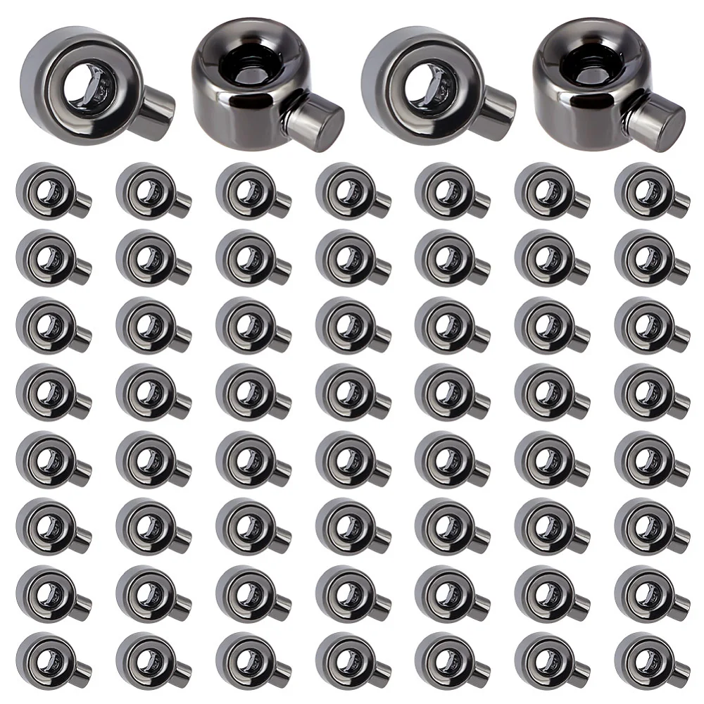 60pcs Stopper Crimp Beads Gunmetal Crimp Bead Flat Round Positioning Bead Metal Brass Spacer Beads for DIY Craft