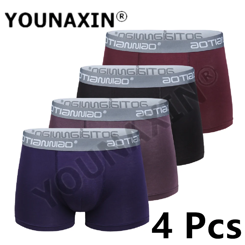 

4 упаковки, мужское нижнее белье большого размера, трусы-боксеры, трусы для мальчиков, трусы, трусы, трусы из модала, однотонные трусы L XL 2XL 3XL