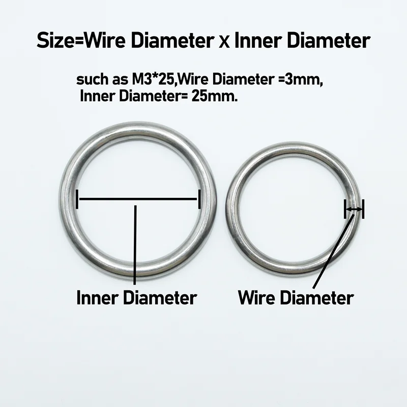 A2 304 Edelstahl Runde Ringe Glatter massiver O-Ring M3 M4 M5 M6 M8 für Rigging Marine Boot Hängematte Yoga Hängen Angeln ORing – Detail 1