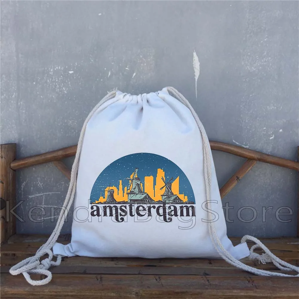 Dubai Paris New York Seoul Amsterdam London Bangkok Venice Istanbul Skyline Drawstring Bags Soccer Backpack Sackpack String Bag