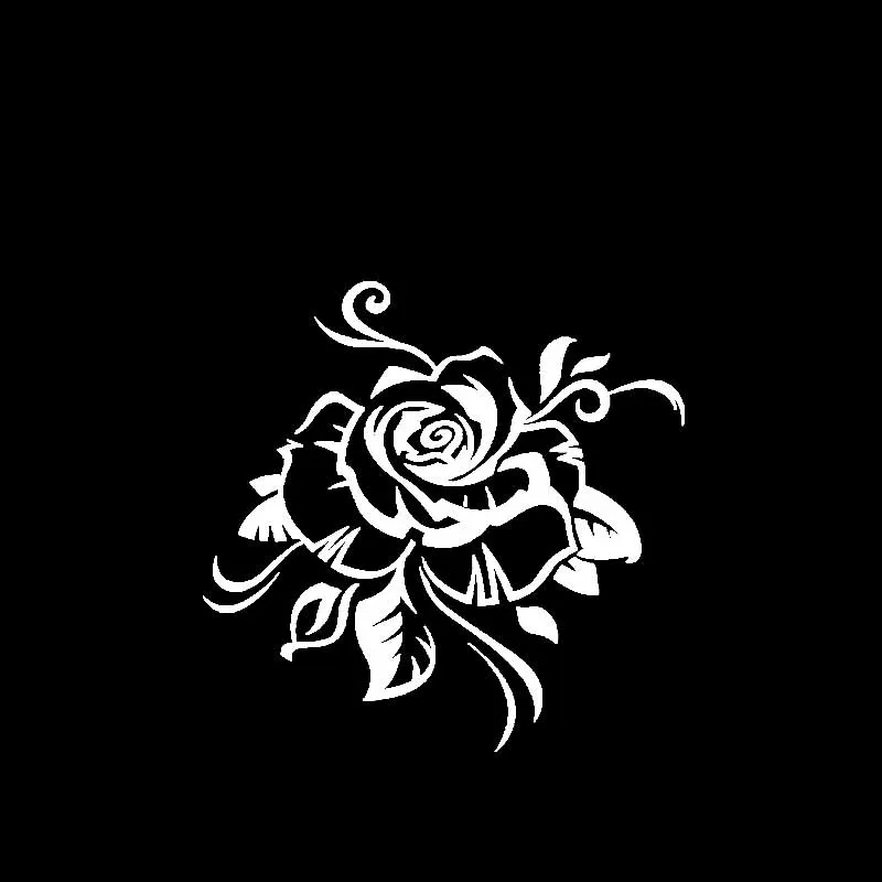 Car Sticker Personality Rose Creative Decoration PVC Decal Car Decoration Sticker Cover Scratch Black/white, 17cm*16cm