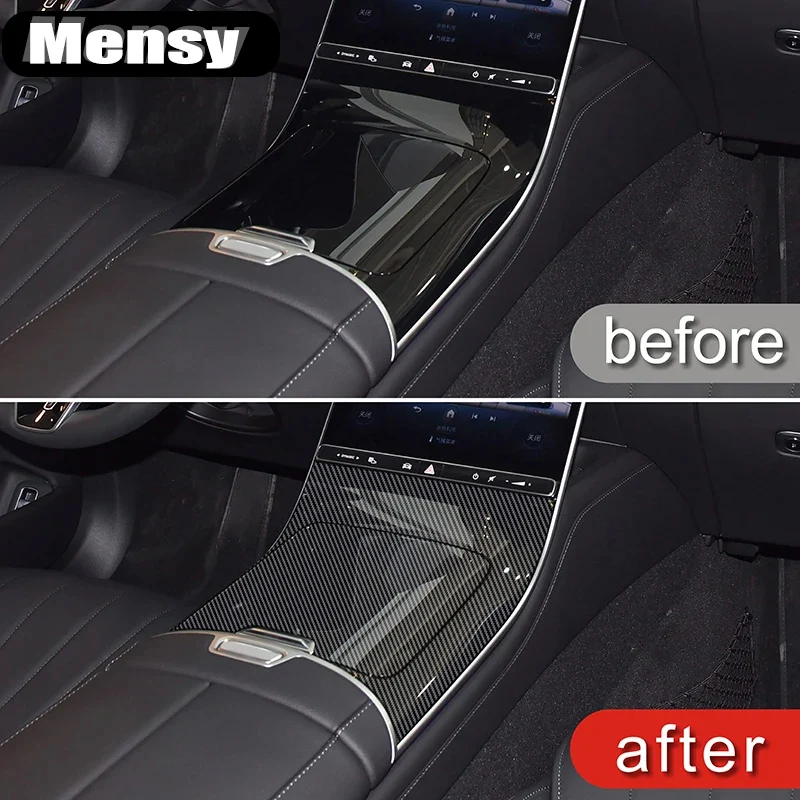For Mercedes Benz S Class W223 2021-2024 ABS Carbon Fiber Car Center Console Gearshift Panel Decoration Cover Trim Accessories